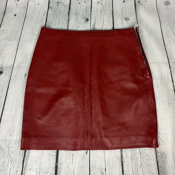 Sandro Dresses & Skirts - Sandro Red Lamb Leather Mini Skirt